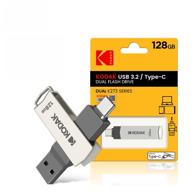 Kodak K273 2 in 1 Type C & USB3.2 Flash Drive 256GB OTG Metal USB Stick Pendrive Cle OTG USB Flash Stick COD [1994252]