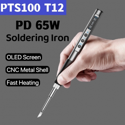 PTS100 T12 PD 5-20V 65W Portable Electric Soldering Iron CNC Metal Body Temperature Adjustable Solder Welding Station COD [1981806]