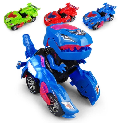 HG-788 Electric Deformation Dinosaur Chariot Deformed Dinosaur Racing Car Children\'s Puzzle Toys with Light Sound COD [1560878]