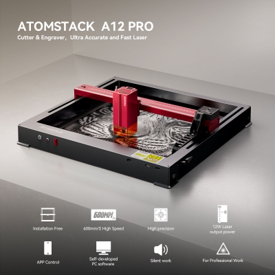 ATOMSTACK A12 Pro Laser Engraver 12W Laser Output Power Laser Engraving Machine 600m/s High Speed for Wood / Metal / Acrylic / Leather COD [2000163]