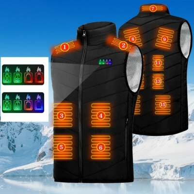 TENGOO HV-15 Heated Vest 15 Areas Heating USB Electric Thermal Clothing Winter Warm Vest Outdoor Heat Coat COD [1973961]