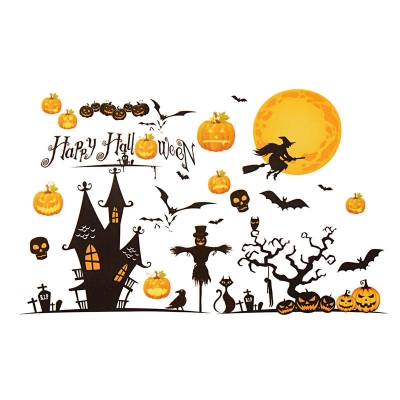 Halloween Decoration Art Paper Stick Home Pumpkin Castle Moon [1200465]