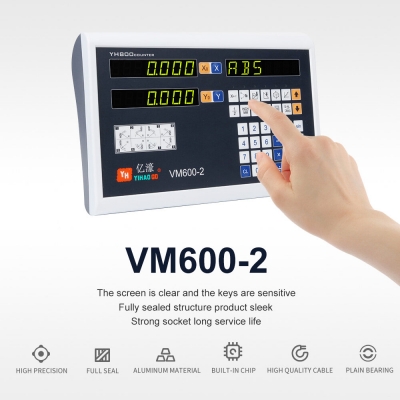 YHSINO VM600-2 Digital Readout YE Grating Scale with 2 Axis AC 80V-240V Power 15W Long Service Life Suitable for Various Grating Scale Lengths High Efficiency and Protection [2004877]