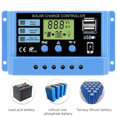 30A 20A 10A Solar Charge Controller 12V 24V Auto Solar Panel PV LCD Controller For Lead-Acid Battery COD [1980578]