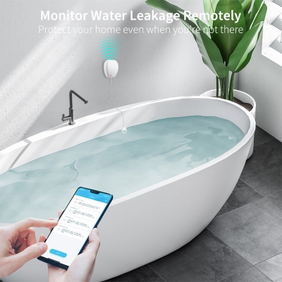 MoesHouse WiFi Tuya Water Leakage Detector Wireless Remote APP Monitor Water Leakage Detection Alarm Notification Push Work with Alexa Google COD [1977780]