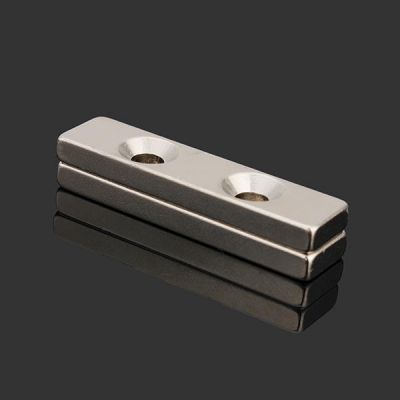 2pcs N35 40x10x4mm Strong Block Magnets Countersunk Rare Earth Neodymium Magnets with 2 Holes [1007365]