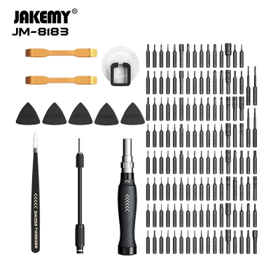 Jakemy 145 Piece Precision Screwdriver Set with Comprehensive Repair Kit with 132 CR-V Bits, Anti-Slip Handle, Adjustable Extension Bar COD [2005224]