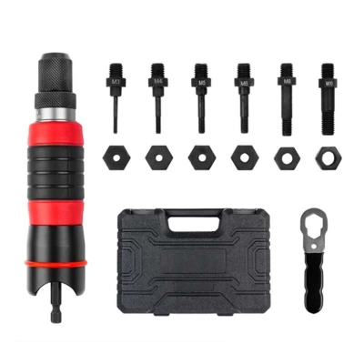 3/8" Rivet Nut Drill Adapter Kit Professional Nut Gun Adapter with Rubber Coating COD [1991322]