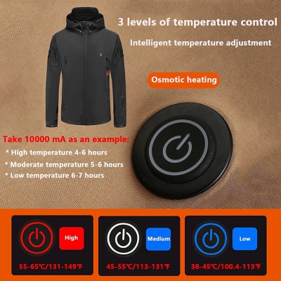 Tengoo HJ-07A Heated Jacket 7 Heating Zones Trible Temperature Control Smart Warm Winter Jacket for Outdoor COD [1998938]