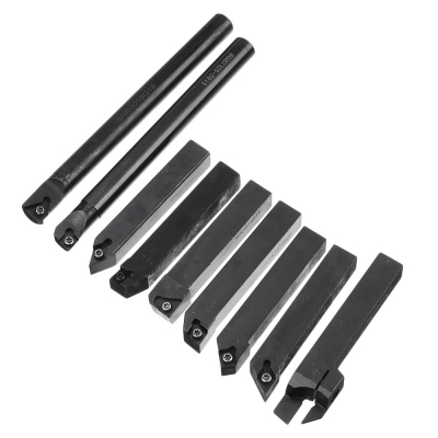 Drillpro 9pcs 16mm Shank Lathe Boring Bar Turning Tool Holder Set with Carbide Inserts COD [1763620]