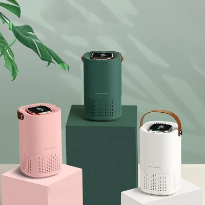 Portable Air Purifier LED Digital Display Wireless Odor Removal Negative Ion Generator for Car and Home COD [2009899]