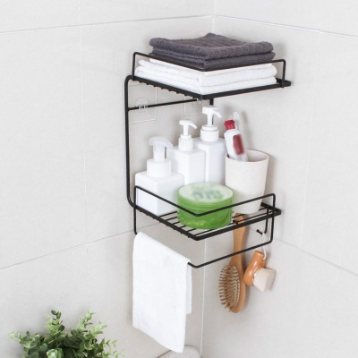 Bathroom Shelf Perforation-Free Wall-Mounted Kitchen Shelf Toilet Shelf Wall Corner Shelf Rack COD [1586125]