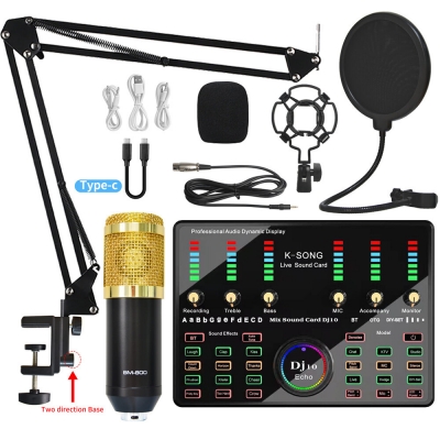 Microphone Sound Recording Microphone Kit With DJ10 Sound Card For Radio Braodcasting Singing Recording KTV Karaoke Mic Kit COD [1980806]