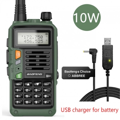 BAOFENG UV-S9 Plus Walkie Talkie Green Yellow Tri-Band 10W With USB Charger Powerful CB Radio Transceiver VHF UHF COD [1924148]