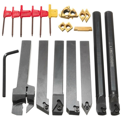 7pcs 12mm Shank Lathe Boring Bar Turning Tool Holder Set with Carbide Inserts COD [1701653]