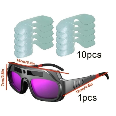 Auto Darkening Welding Goggles Anti-Scratch Large View Welder Glasses for Plasma Cut with 10 Pcs Lenses COD [1986295]