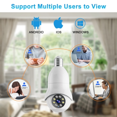 WiFi iP Bulb Camera with Lamp Holder 5G 1080P Wireless Night Vision Color Motion Detection Two-way Audio AP Hotspot Video Playback Home Security Camera C [1983639]