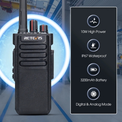 Retevis RT29D 10W DMR Walkie Talkie Long Range Powerful bluetooth Walkie-talkie IP67 Waterproof UHF Portable Two Way Radio COD [2004241]