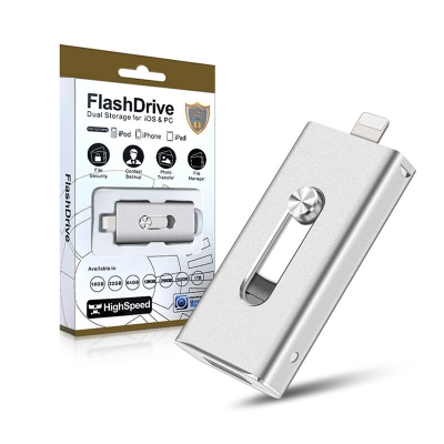 Microdrive 3-in-1 USB-A/iP/Micro USB Flash Drive Dual Interface 64G/128G/256G High Speed Data Transmission Portable Memory U Disk OTG Extended USB Drive [2005700]