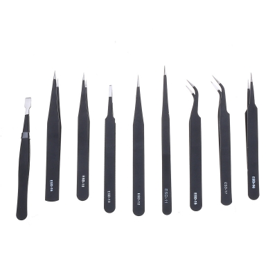 10PCS ESD Tweezer Anti-static Stainless Steel Precisiion Tweezers for Electronics Nail Beauty COD [1981655]