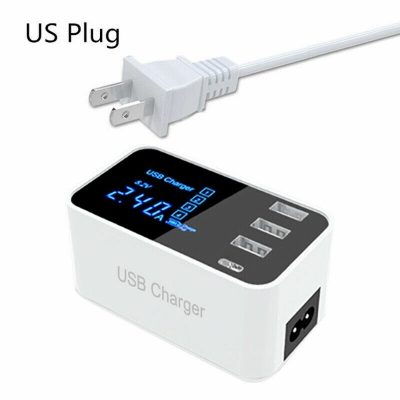 3USB Port USB Charger Type C LCD Display Charger 100-240V Charging Station COD [1590747]