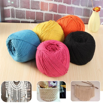 3mmX260m Macrame Rope Cotton String DIY Braided Wire Tools Black/Lake Blue/Orange/Rose Red/Yellow COD [1340990]