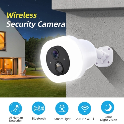 2MP WiFi IP Camera 2.4G Outdoors Wireless Security Cam Color Night Vision PIR Human Detection IP66 Waterproof Two-way Audio H.265X Video Monitor Cameras for Home Safety EU Version [1995418]