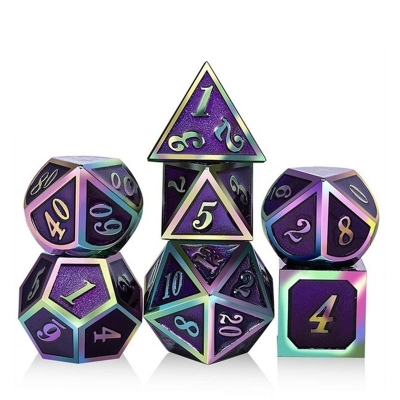 7Pcs/Set Rainbow Edge Metal Dice Set with Bag Board Role Playing Dragons Table Game Bar Party Game Dice Hobbies Toy Gift COD [1576786]