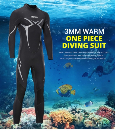 ZCCO 3mm Adult Wetsuit Neoprene Super Elastic Wear-resistant Diving Suit Deep Spearfishing Wear Snorkeling Surfing One Piece Set Winter Thermal Swimsuit [1997757]