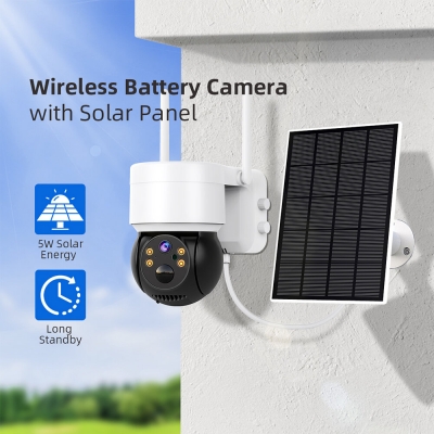 Hiseeu 1080P WiFi Camera with Solar Panel Outdoor PTZ IP Cam PIR Motion Detection Night Vision Two-way Audio 5X Zoom IP66 Waterproof Support TF Card Surveillance Camera [1975992]