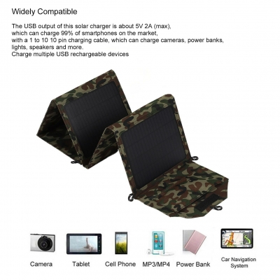 50W Dual USB12-5V Solar Panel Folding Pack Single Crystal Camouflage Outdoor Emergency Charger COD [1985407]