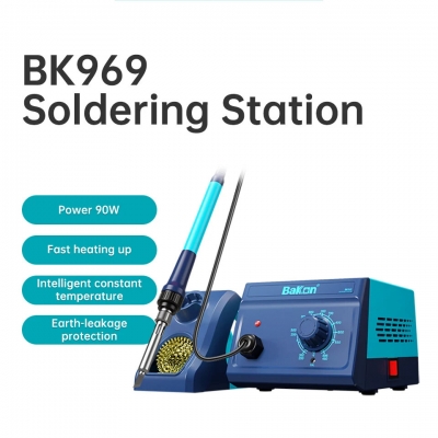 BK969 90W Soldering Iron Station with Ceramic Heating Core Rapid Fast Temperature Recovery Precise Control Safety Earth-Leakage Protection Ergonomic Handle for Efficient Accurate Welding [2010037]